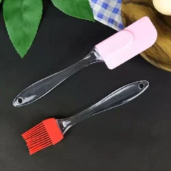2-Pack Silicone Spatula & Brush With Plastic Handle
