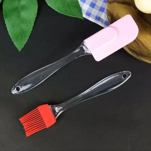 2-Pack Silicone Spatula & Brush With Plastic Handle