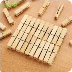 Bamboo Wooden Pack 20 Cloth Pegs Clip