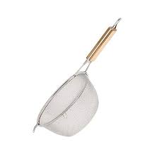Small Deep Frying Strainer Wooden Handl